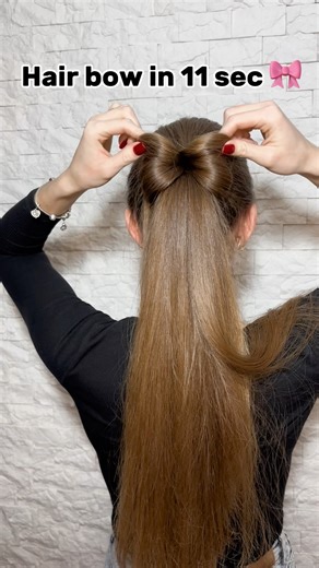 Hair Bow in 11 Sec 🎀TOO Easy #hairbow #easyhairstyle #hairtok #ponytail #haircare #haircut