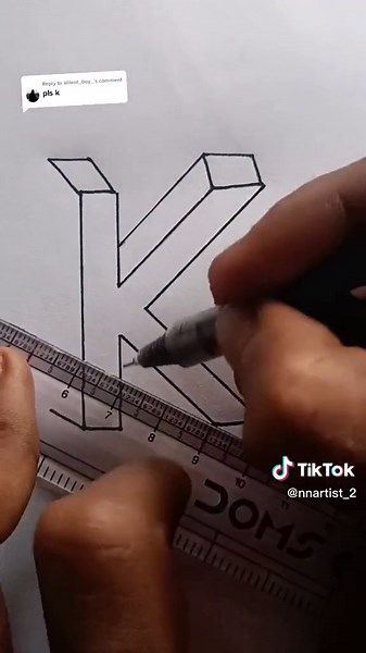 3D K Drawing Tutorial - Huruf K 3 Dimensi