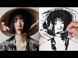 Drawing a Face with Pilot Parallel Pen aka Calligraphy Pen