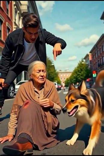 Old Lady Crying on Road… Then Her Dog Did the UNTHINKABLE 🐾❤️ #shorts