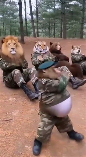“Military Drill with Lions, Tigers & Bears? 😂🦁🐯🐻 #Shorts#viralshorts