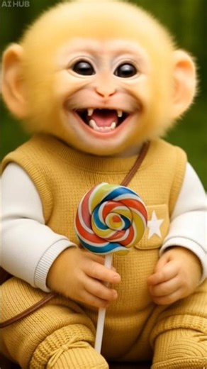 Cute Baby Monkey Eating candy 🍭| Adorable Animal Video