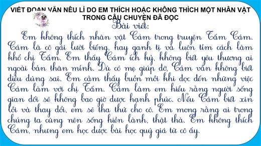 Tập làm văn lớp 3 Viết đoạn văn nêu lí do em thích hoặc không thích một nhân vật trong câu chuyện đã đọc | Video bài giảng Tiểu học