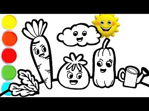 Drawing and Coloring Vegetables in the Garden 🥕🍅🥒 How to draw Vegetables Easy for Beginners