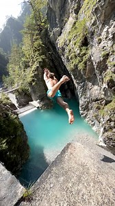 Leap of Faith 🌊 I jumped out of my tent with a huge frontflip over my buddy into the bluest water of Austria in the Mountains of Tyrol #parkour #challenge #workout #travel #swimwear | Simon Brunner
