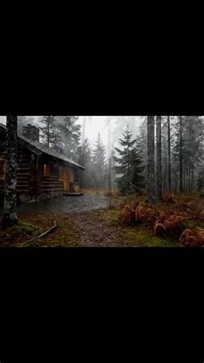 Would You Spend a Weekend in This Rain-Soaked Cabin? Surrounded by dripping pine trees and misty skies, this cabin turns every rainy day into peace. Perfect for nature getaways, slow travel, and rustic relaxation. #RetreatLife #CozyCabin #cozy #cabin #rain | Mountain Cabin