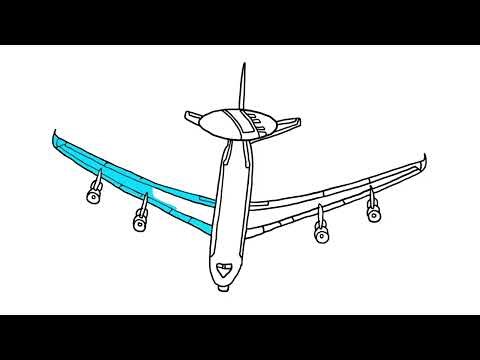 How to draw AWACS Surveillance Plane plane in 2 minute\ Boeing E-3 Sentry drawing