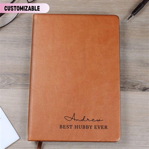 Personalized Leather Journal for Husband, Custom Name Message Notebook, Anniversary Gift From Wife, Dad Birthday Present, Valentines Keepsak - Etsy
