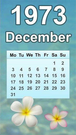 December 1973 Calendar