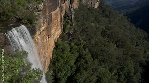tilt down view of fitzroy falls on a spring afternoon at morton national park in the nsw southern highlands of australia