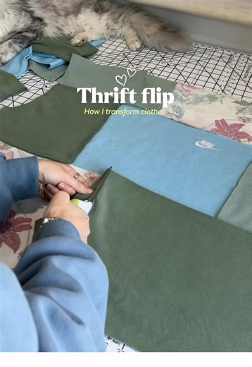 Still not over how this thrift flip turned out.. the blue and green together👩‍🍳💋 #sewing #sewingtutorial #sew #sewingtiktok #thriftflip