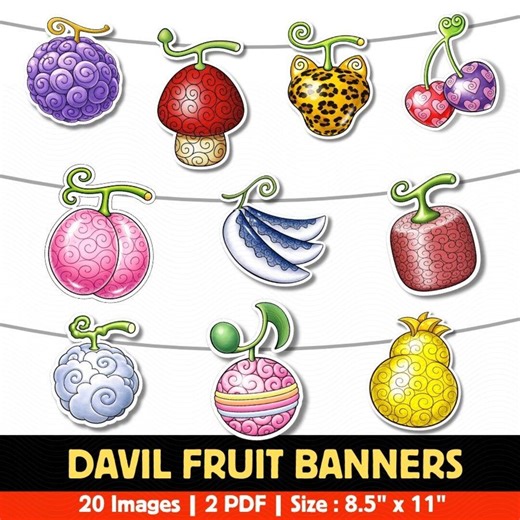One Piece Devil Fruit Banner, Anime Party Decorations, Birthday Garland (digital Download) - Etsy Australia