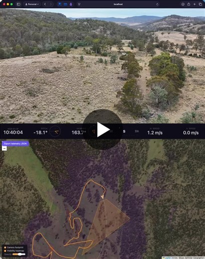 Experimental drone video telemetry interface: extracts location data from DJI .mp4 files and maps the drone position and direction in realtime. Add an elevation model and a python script computes… | Michael Honey