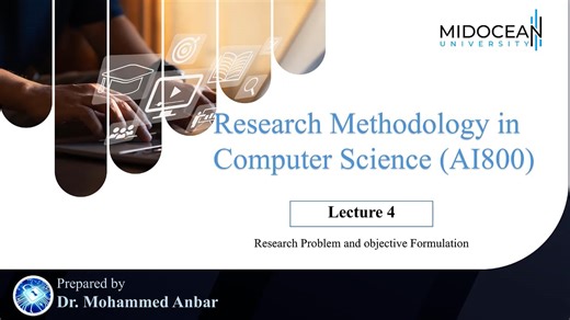 Research Methodology in Computer Science – AI800 – Lecture 4
