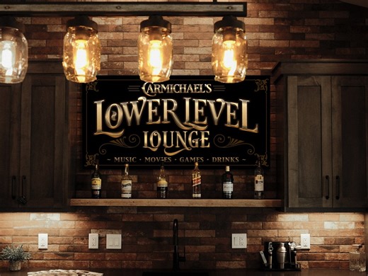 Personalized Lower Level Lounge Sign: Vintage Home Bar Decor - Etsy