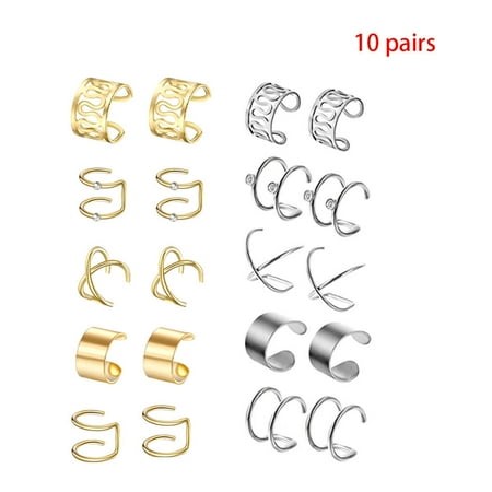 10 Pairs Ear Clips Stainless Steel Eardrop Sets Unisex Non-Pierce Cartilage Non-Pierce Alloy Cartilage Clips, Silver, Gold - Walmart.ca