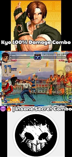 Kyo 100% Damage Combo 😈🔥 | Insane Secret Combo #ggpo #kof #Kyo #touch #retrogaming