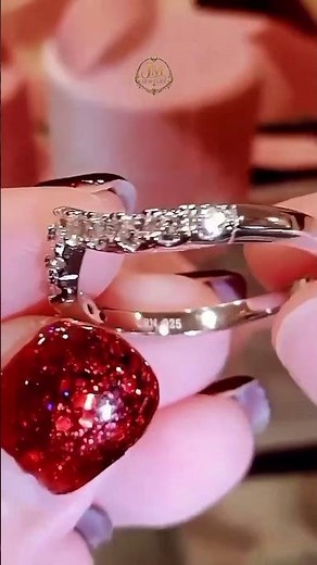 Stunning S925 Silver Solitaire & V-Band Ring Set 💍 | Wedding & Engagement Rings #solitairering