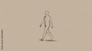 Sketch, pencil drawing of a casually walking human person. Stylized 3D animation. Seamless Looping