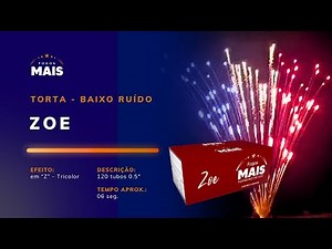 Torta Zoe - 120 tubos 12mm (0,5" inch) - Tricolor - Blue/ White/ RED - Fogos Mais