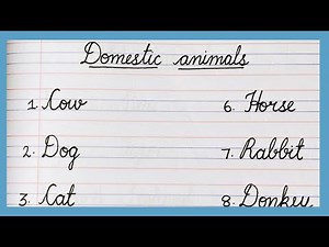 Domestic animals in cursive writing||Names of Domestic animals||Learn handwriting||