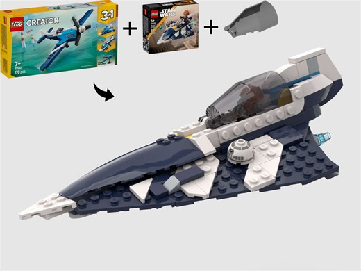 LEGO MOC-222635 Plo Koon's Delta 7 Starfighter - Alternate Build of 75400 Microfighter & 31160 Race Plane (Star Wars 2025)