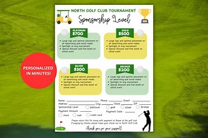 Editable Golf Sponsorship Levels Template, Golf Tournament Sponsor Charity Community Fundraiser Digital Printable - Etsy