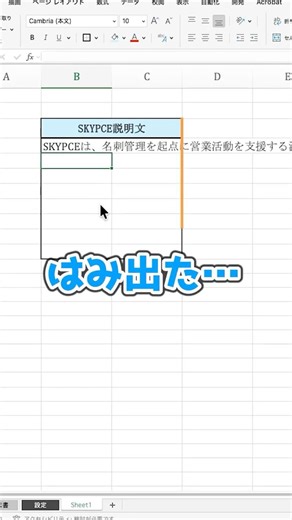 長い文章を一瞬で枠に収める方法 #Excel #PC #仕事術 #便利機能 #時短術 #Sky株式会社 #shorts