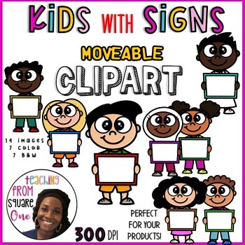 Kid with Signs Clipart Images