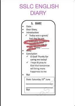 SSLC ENGLISH DIARY WRITING FORMAT #sslcenglish #english #diary #diaryentry