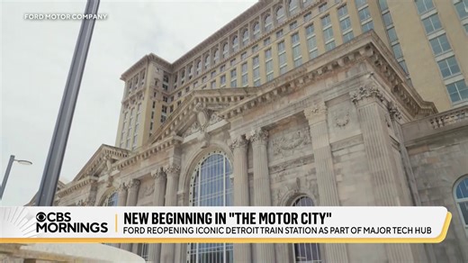7.3K views · 61 reactions | Michigan Central was once a majestic train station in Detroit, but it fell into disrepair after closing in 1988. Now, it is reopening as the centerpiece of Ford Motor Company's 30-acre tech campus. Bill Ford Jr. tells CBS Mornings what kind of impact it is already having on the community. | CBS Mornings | Facebook