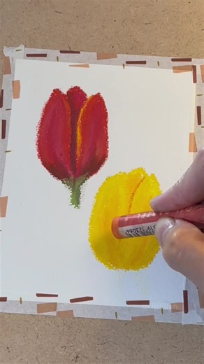 Tulips #reels #reelvideo #oilpastel #art #oilpasteldrawing #oilpastelart #drawing #easydrawing #tulips #fyp #foryoupage