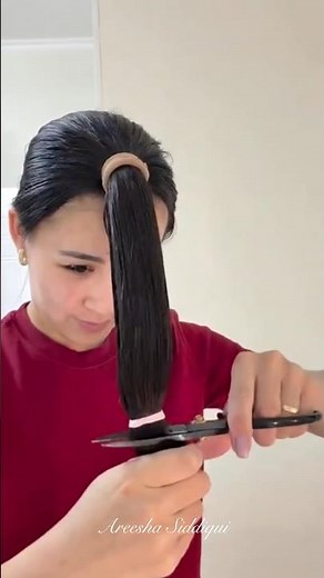 Self Haircut at Home | Ponytail Haircut Method (Easy Layers)”#hair #haircutting #shorts