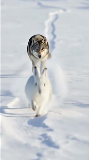 Wolf chases Arctic Hare ❄️ | Incredible Moments #shorts