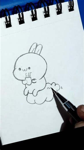 How to draw a kawaii bunny holding a cup☕#shorts #youtube shorts #kawaii bunny#bunny sketch