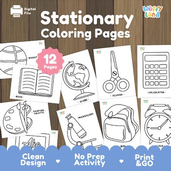 Stationery Coloring Pages | Back to School Coloring Worksheets | No Prep