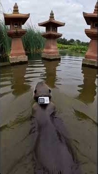 River Otter's Golden Quest: A Chin-Mounted Journey through Kyoto