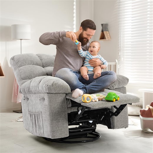 Ebern Designs Oversized Swivel Rocker Recliner Chair for Adult,360°Swivel Rock Recliner,Extra Wide Manual Recliners - Wayfair Canada