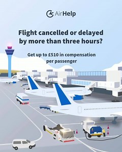 According to EU regulation, when airlines cancel flights or delay them by more than 3 hours, they could owe you up to £510 in cash! 💵 Quickly check your eligibility for any flight in the last 3 years for free. Then sit back, relax and let us help you file your compensation claim! | AirHelp