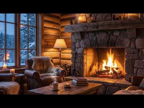 1 Hour Crackling Fireplace & Howling Wind Sounds for Sleep, Study & Relaxation