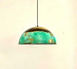 Set of 2 Copper Patina Pendant Lights: Kitchen Island Lighting - Etsy