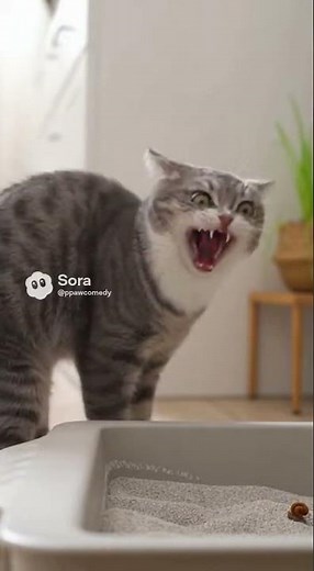 Cat Freaks Out Over Poop and Lets Out a Human Scream