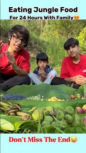 Eating Jungle Food For 24 Hours With Family😍