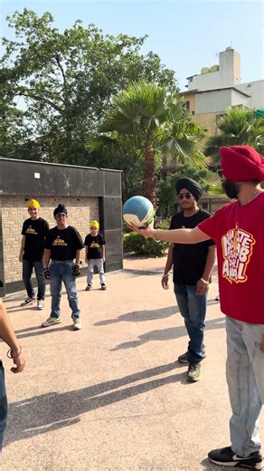 Music students playing football
