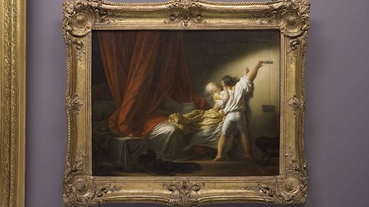 🇫🇷 Au Louvre ! ✨ 🗝 Avez-vous déjà regardé attentivement "Le Verrou" de Fragonard ? Commandé pour un important collectionneur, le marquis de Véri (1722-1785), le tableau, peint à la manière des scènes de genre hollandaises du 17e siècle, marque un tournant dans la carrière de Fragonard. Cette scène de séduction érotique illustre les ambiguïtés de la littérature libertine de l’époque. ⏯ Découvrez ce tableau en vidéo ! - - - 🌎 Au Louvre ! ✨ 🗝 Have you ever watched closely "The Bolt" of Fragona