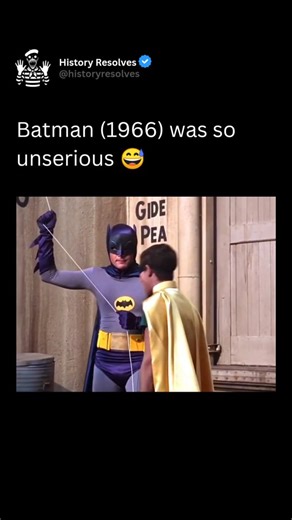 History | Ancient History on Instagram: "Batman (1966) was a live-action television series that aired from 1966 to 1968, starring Adam West as Batman and Burt Ward as Robin. The show was famous for its colorful, comic book-style action, complete with on-screen words like “Pow!” and “Bam!” during fight scenes. It embraced a campy, humorous tone, often parodying the superhero genre rather than taking it too seriously. Each episode featured over-the-top villains like the Joker, Penguin, Riddler, an