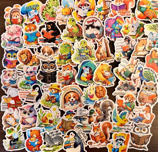 5-100 Reading Animal Sticker Pack - Etsy