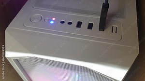 Footage of the PC case. Light is flashing. Technology Stock Video