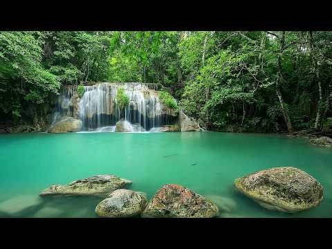 10 Hours of Emerald Waterfall & Turquoise Lake 💎 Pure White Noise to Block Out All Sounds