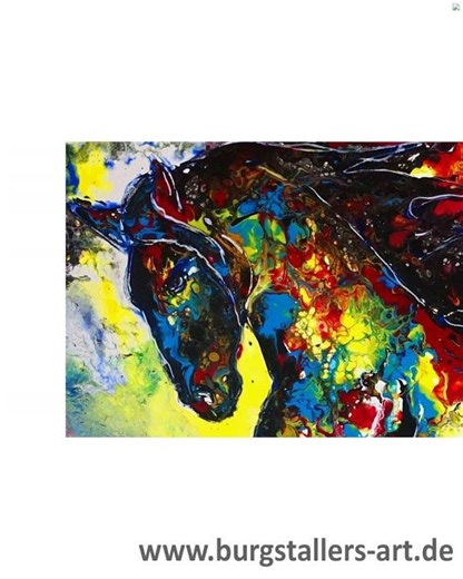 Wandbild Buntes Pferd abstrakt, Acrylbild Pferde Gemälde 100x70